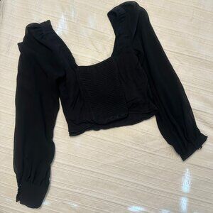 Urban Outfitters Puff Sleeve Long Sleeve Cropped Blouse